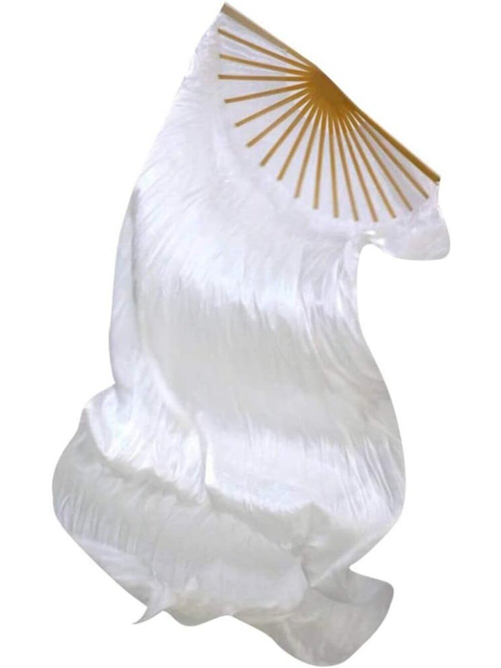 Hand-Made Faux Silk Belly Dance Fan Veils - Bamboo Long Fans Veils Available in